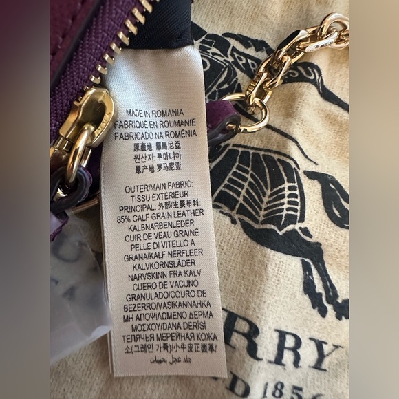 NWT ✨ Burberry Plum Reese D-Ring Chain Strap Leather Crossbody - Picture 8 of 9